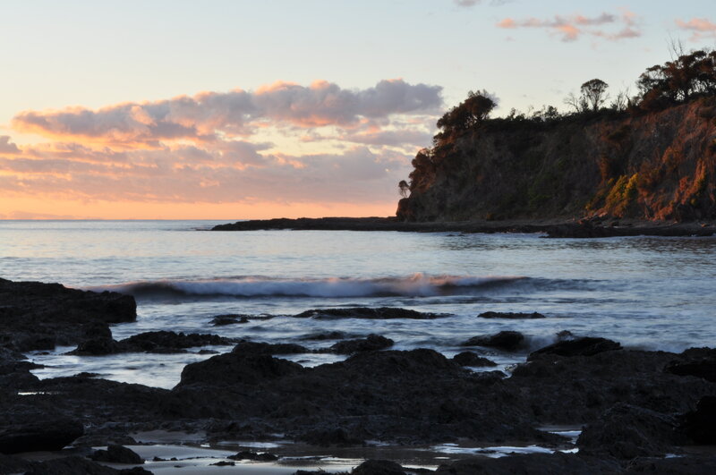 Coastal Rocks at Sunset — Orange