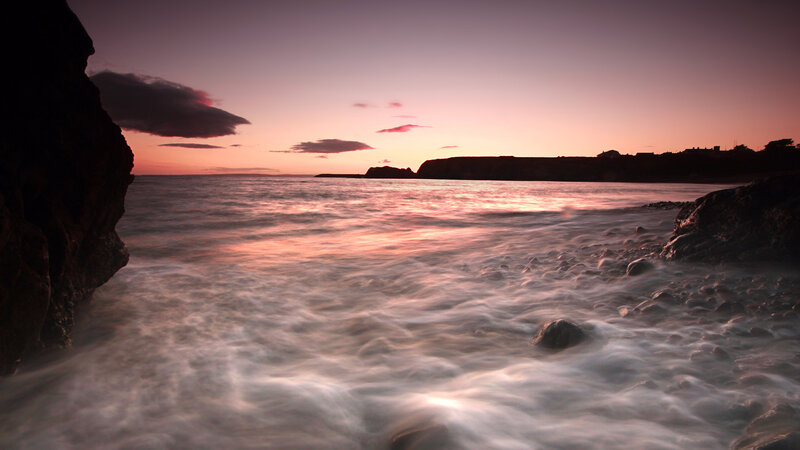 Coastal Rocks at Sunset — Purple, Serene, Photograph, Ocean