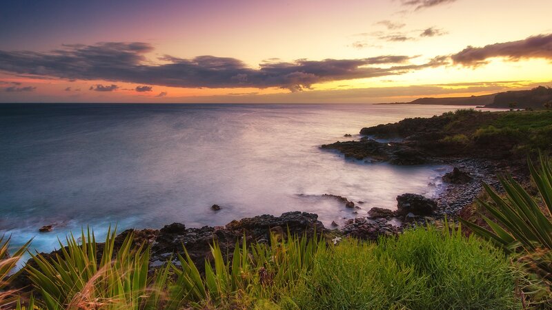 Coastal Rocks at Sunset — Serene