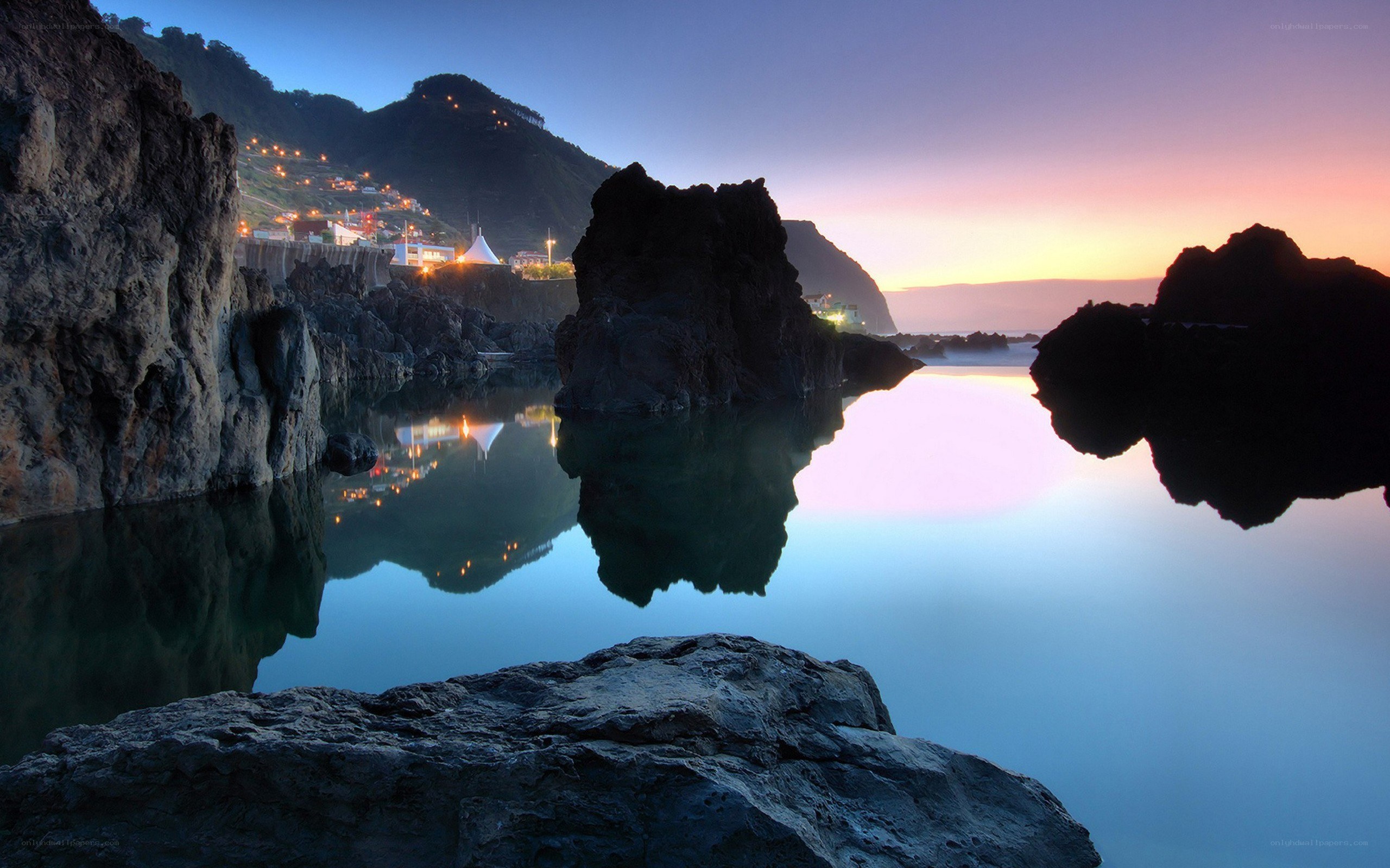 coastal rocks at twilight