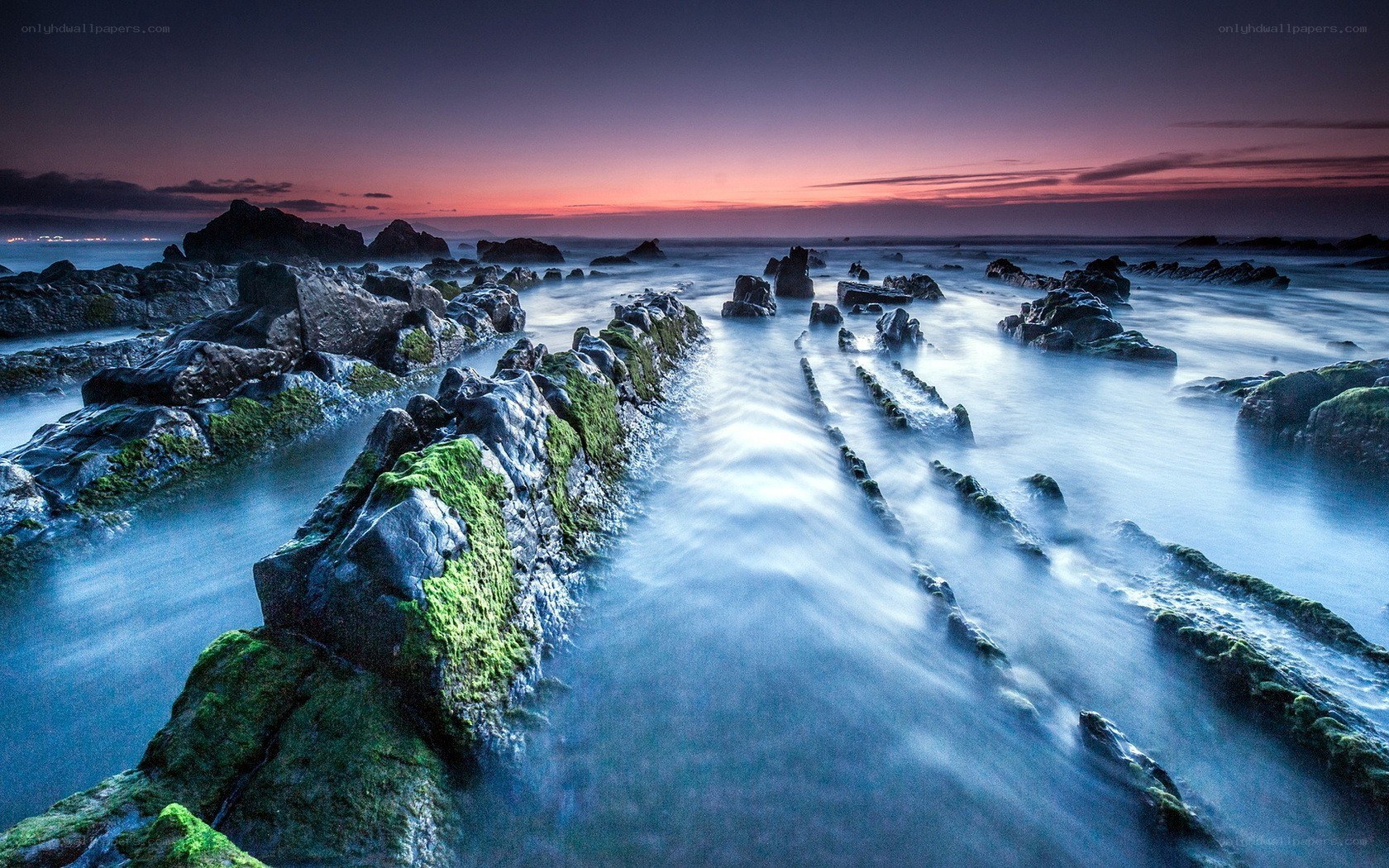 coastal rocks at twilight