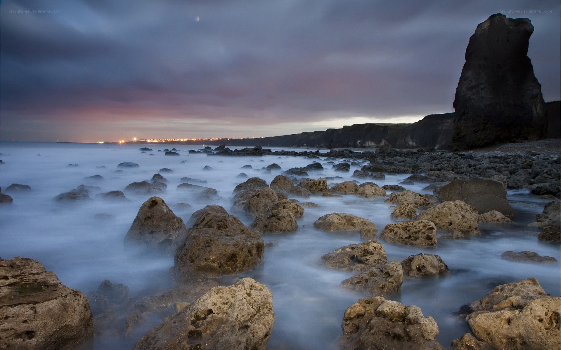 coastal rocks at twilight