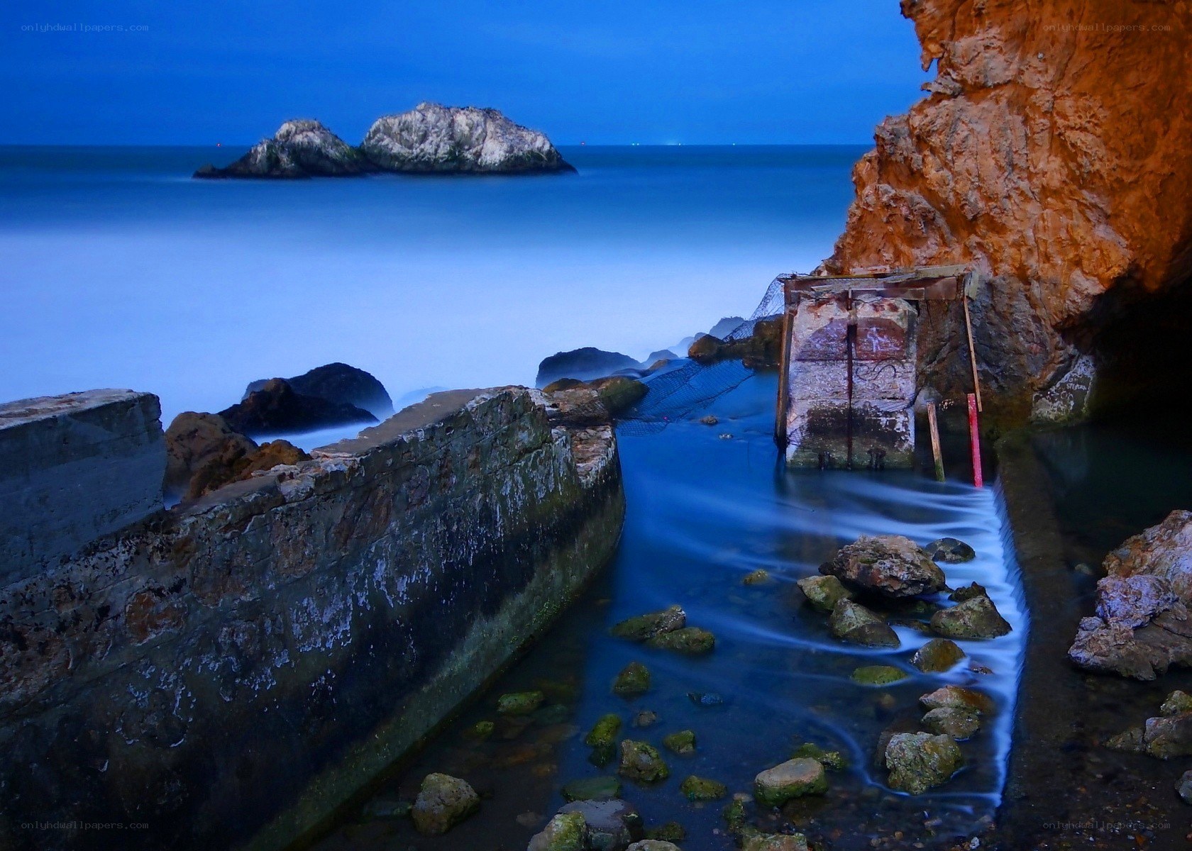 coastal rocks at twilight