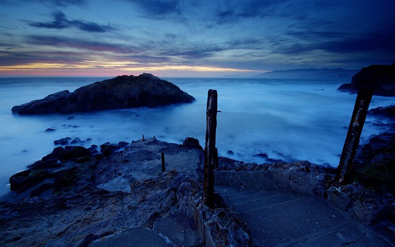 coastal rocks at twilight
