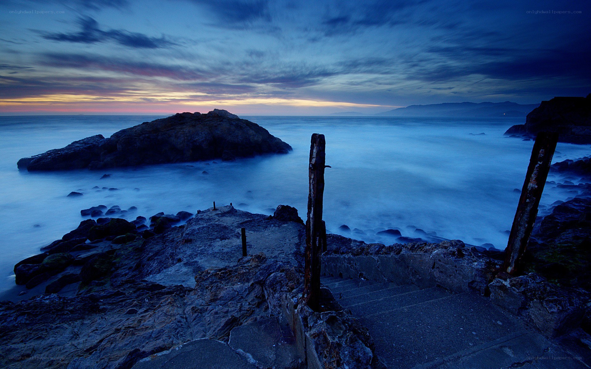 coastal rocks at twilight