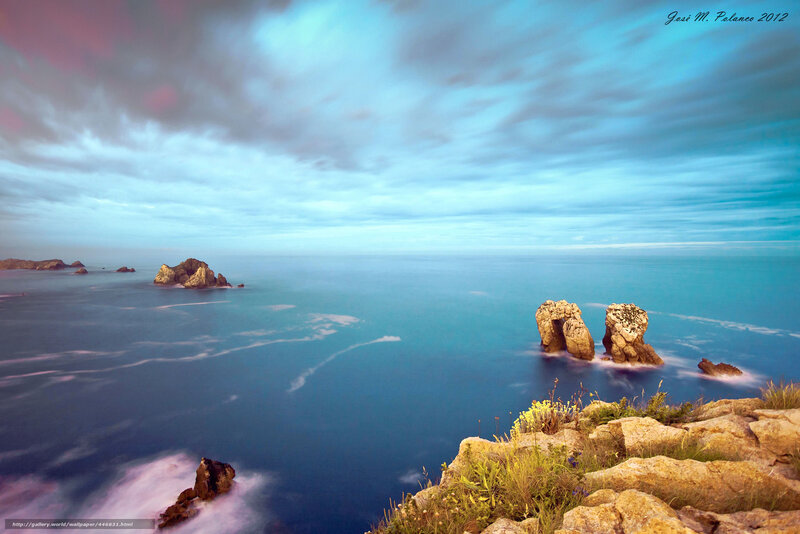 Coastal Rocks in Ocean — Blue