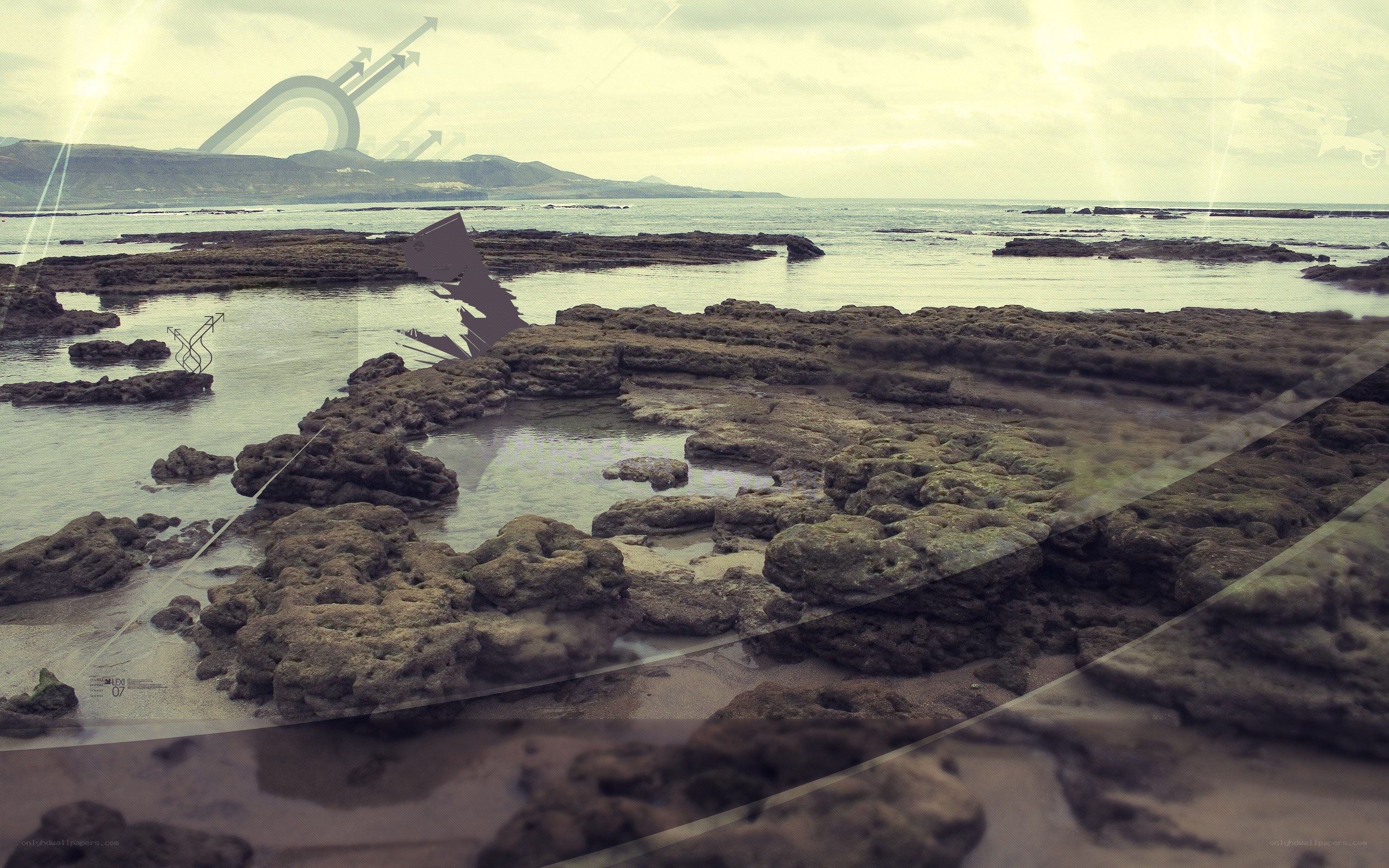 coastal rocks with digital overlay