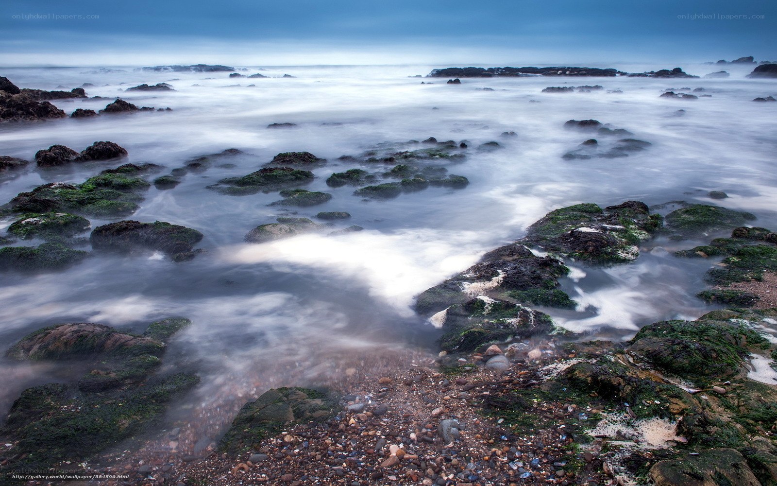 coastal rocks with flowing water