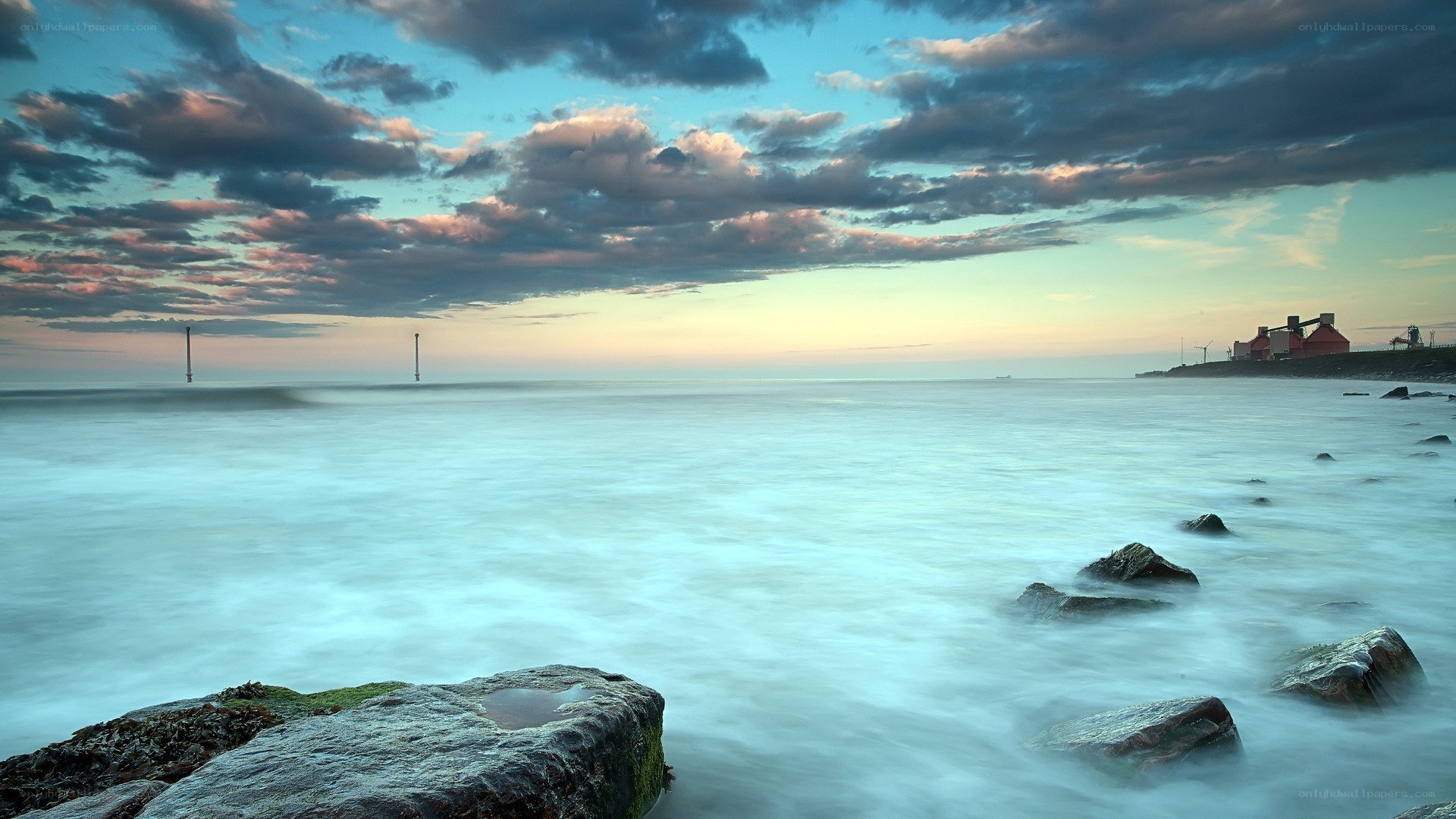 coastal scene at dusk