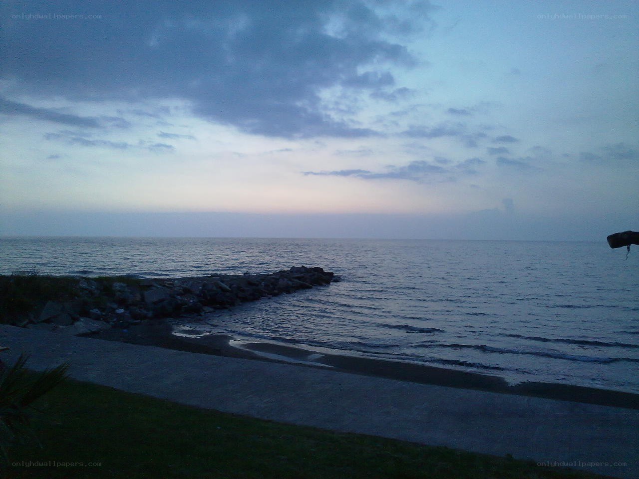 coastal scene at dusk