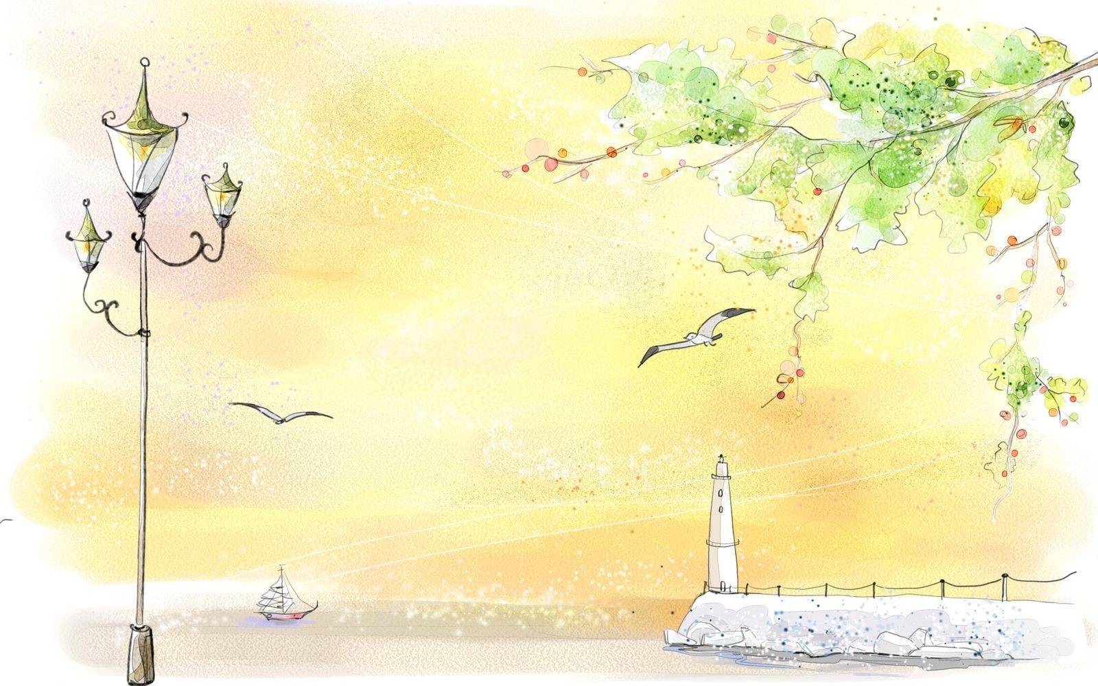 Coastal scene with lighthouse