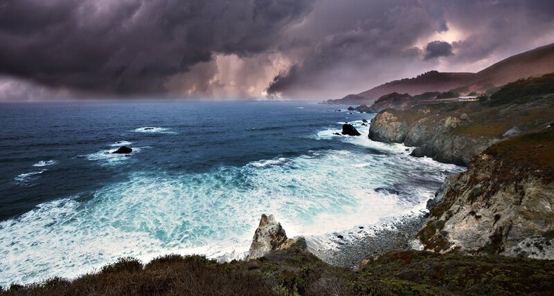 Coastal Storm with Waves — Blue, Dramatic