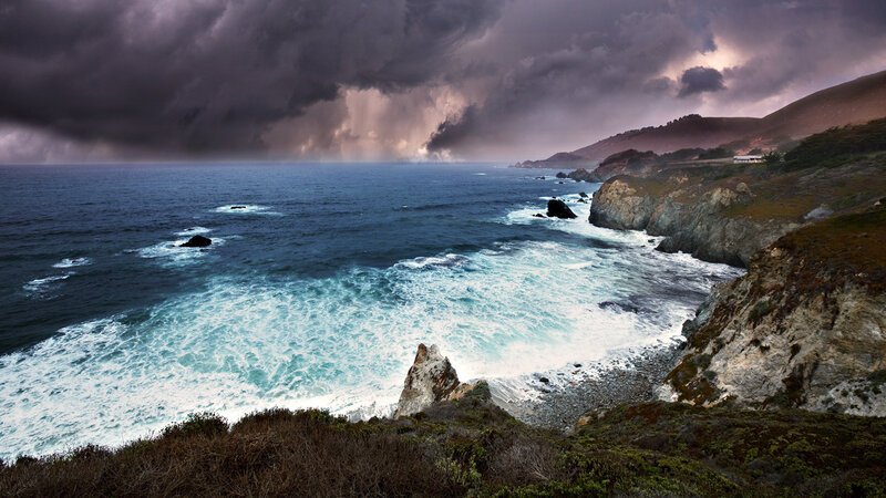 Coastal Storm with Waves — Blue
