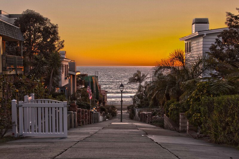 Coastal Street at Sunset