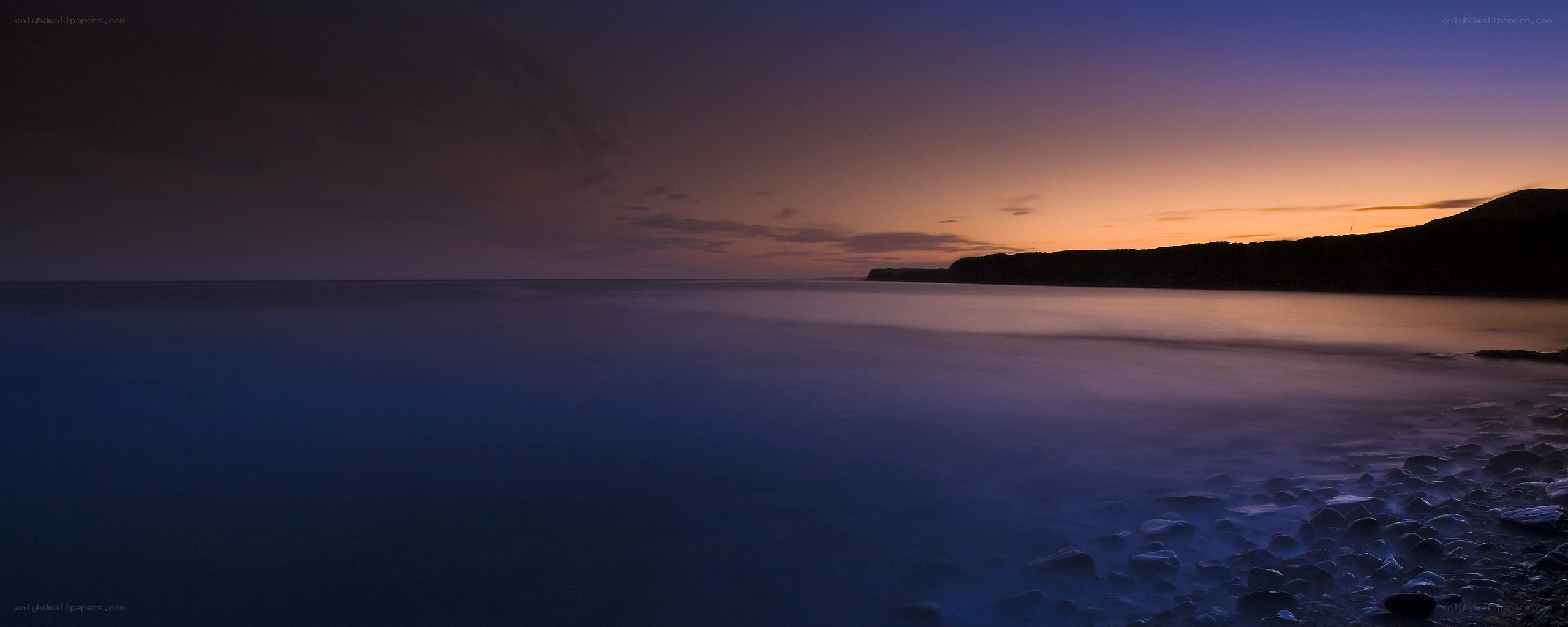 coastal sunset at twilight