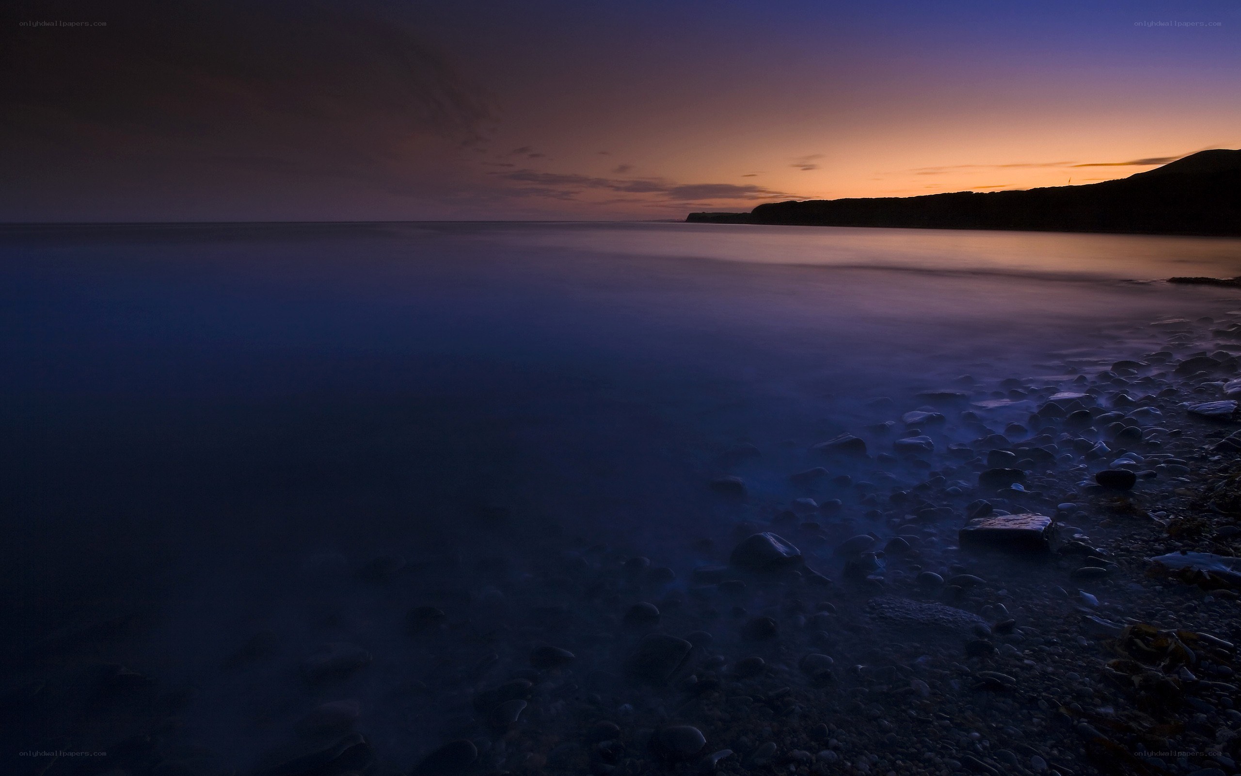 coastal sunset at twilight