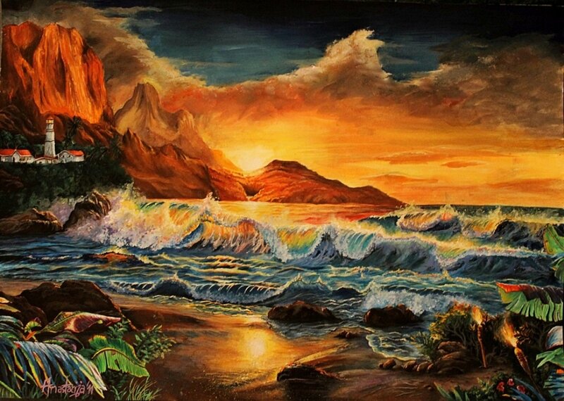 Coastal Sunset Landscape — Orange