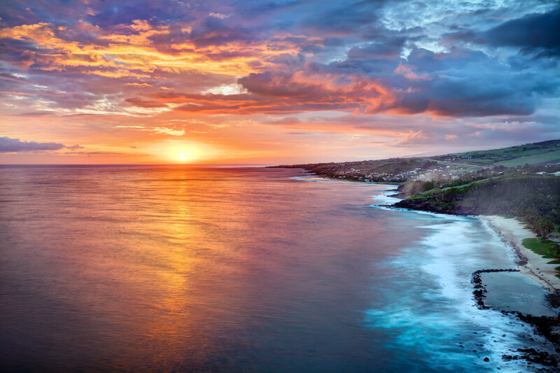 Coastal Sunset over Ocean — Orange