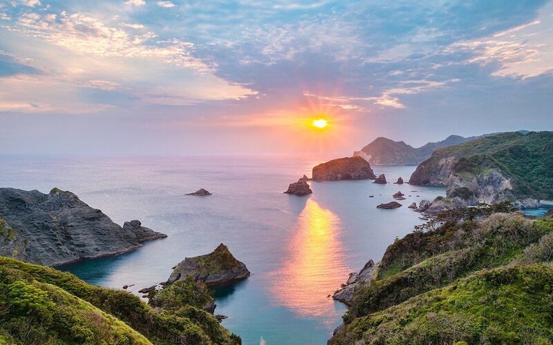 Coastal Sunset over Sea
