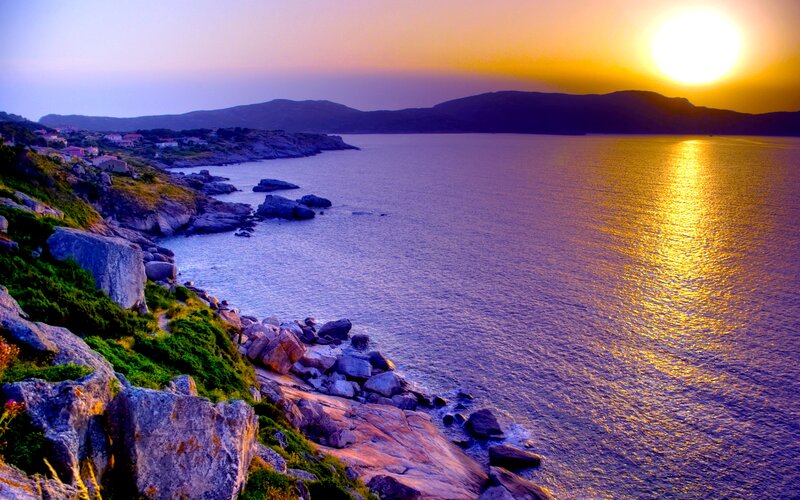 Coastal Sunset over Water