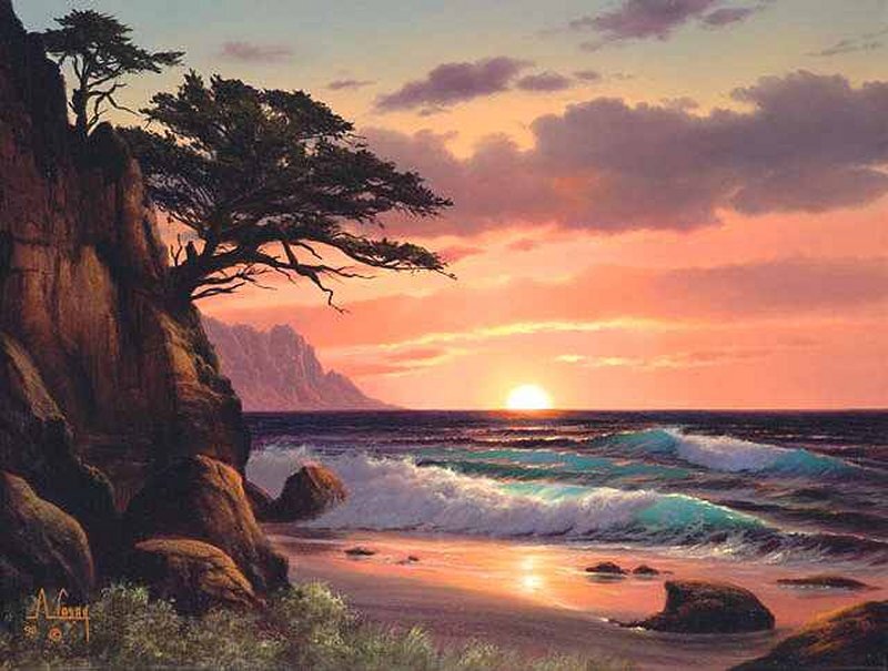 Coastal Sunset Scene — Orange