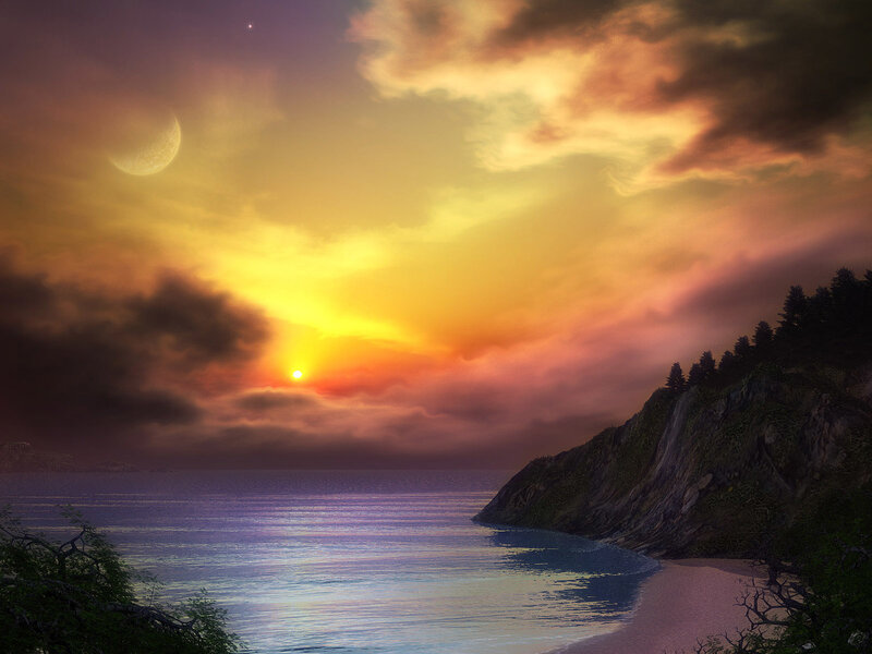 Coastal Sunset Scene