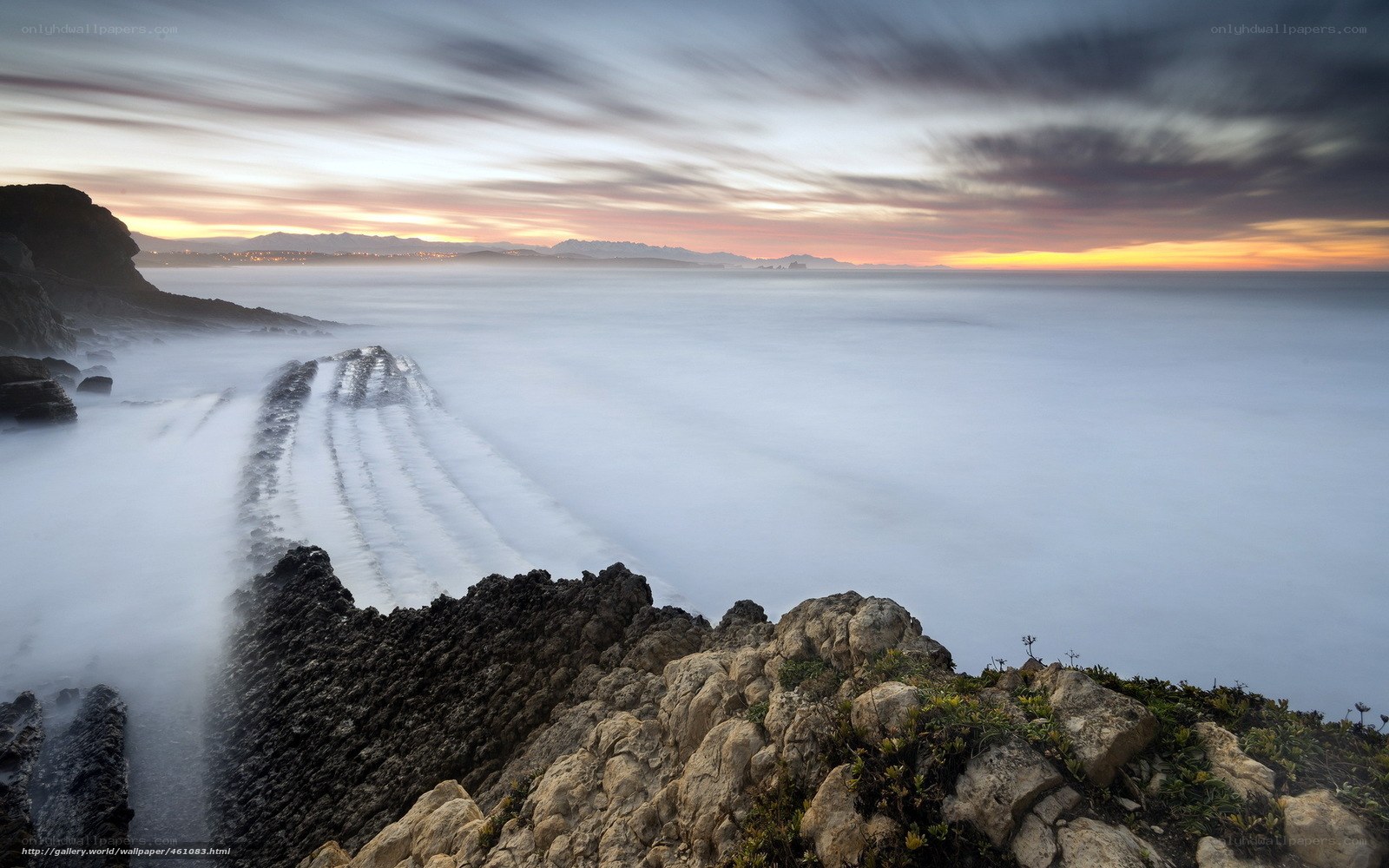 Coastal sunset with long exposure