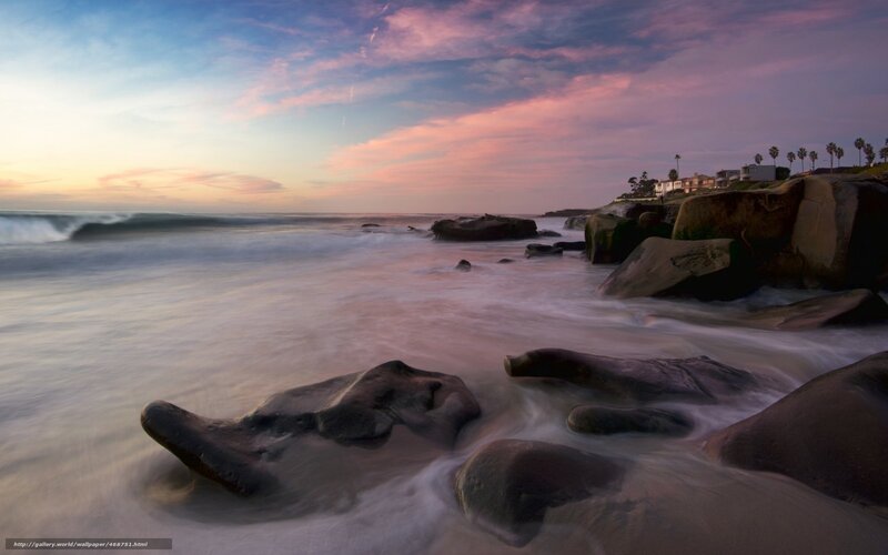 coastal sunset with rocks