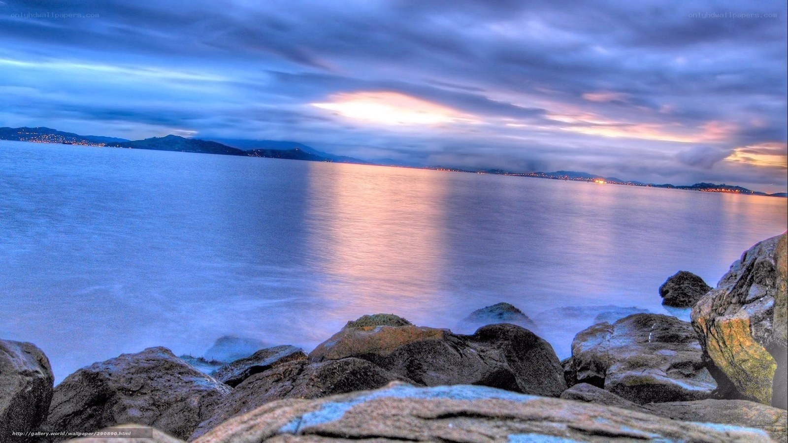 coastal sunset with rocky shore
