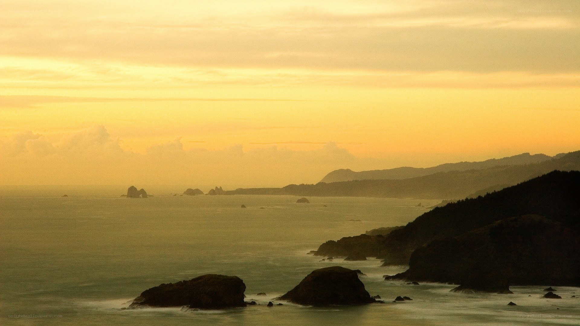 coastal sunset with sea stacks