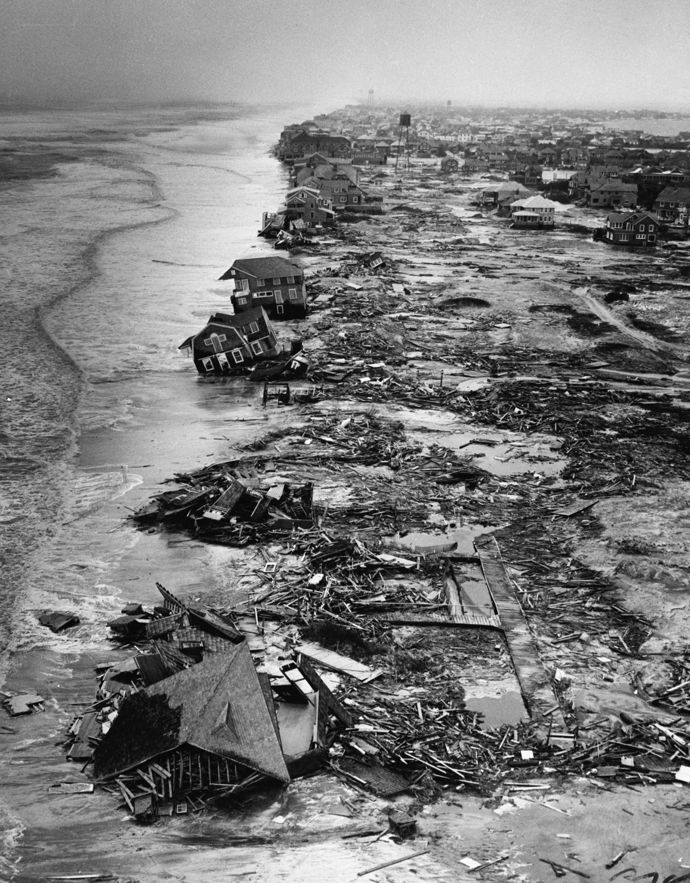 Coastal town after hurricane