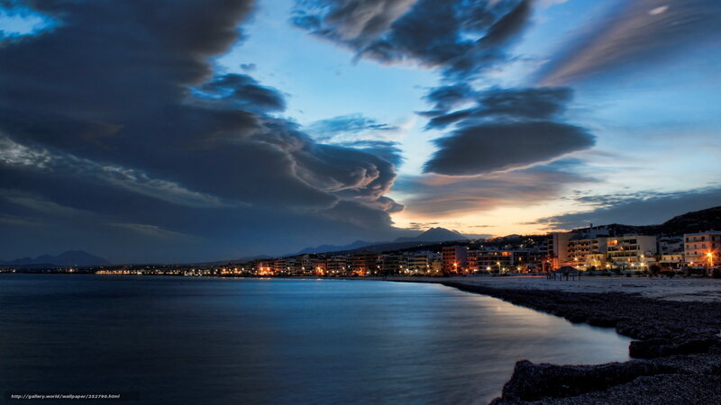 Coastal Town at Dusk — Blue, Dramatic, Sunset, Photograph
