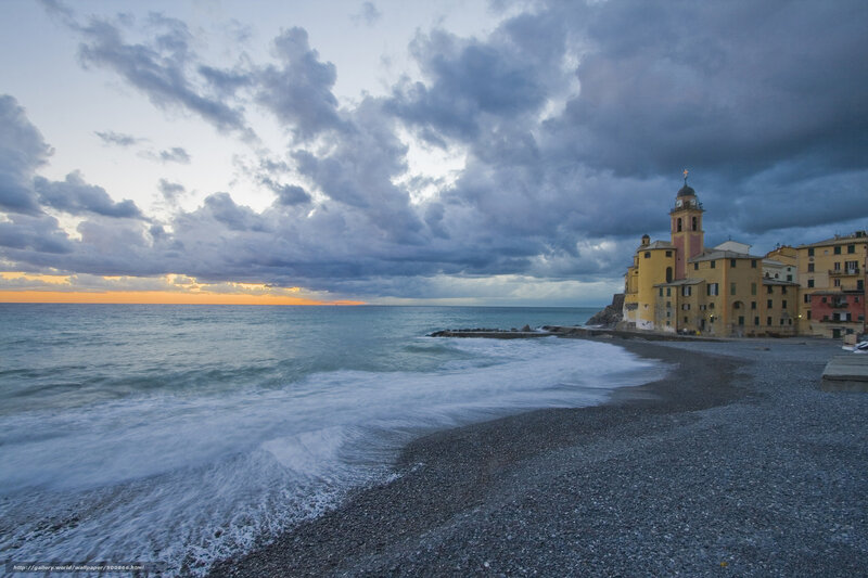 Coastal Town at Dusk — Gray