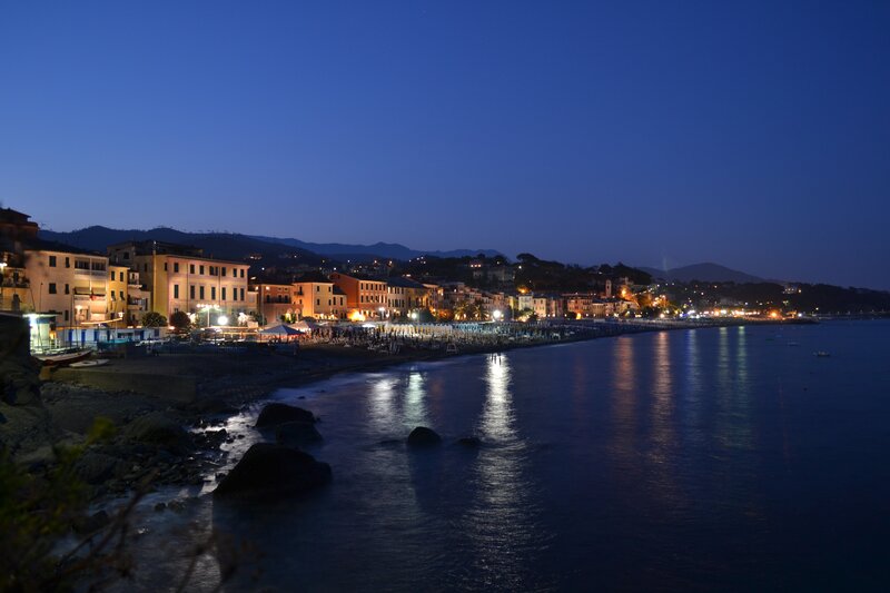 coastal town at night