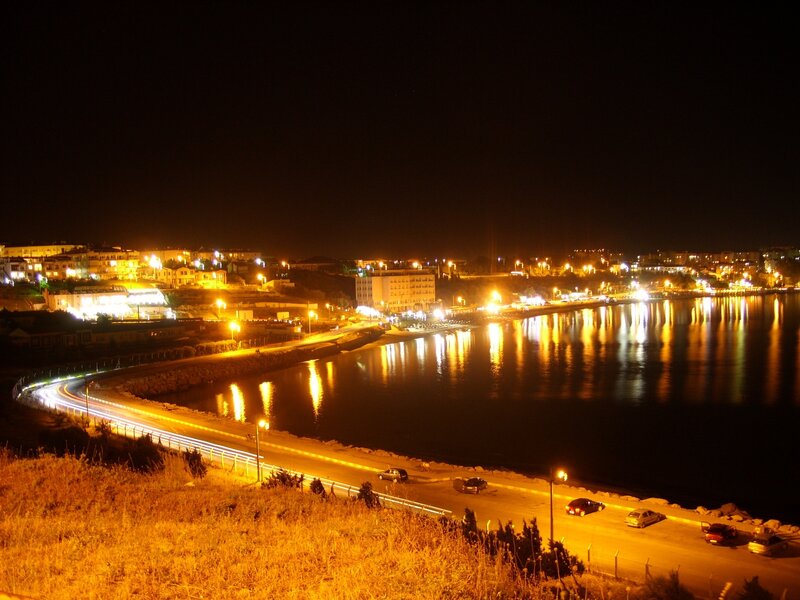 Coastal Town at Night — Black