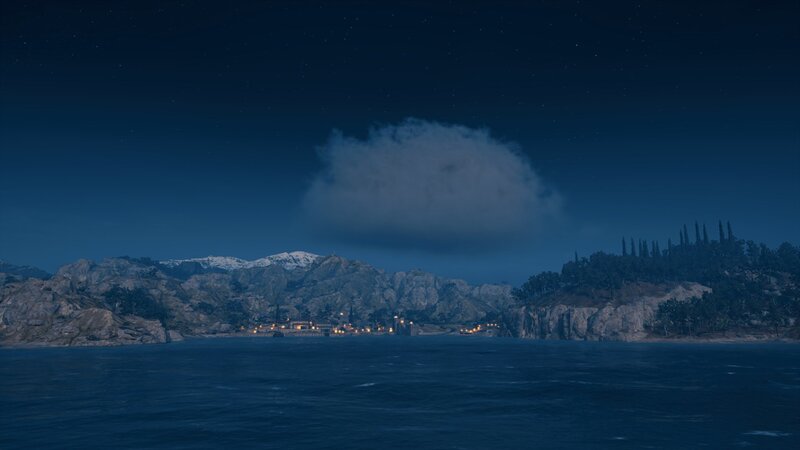 Coastal Town at Night — Blue, Serene, 3d Render
