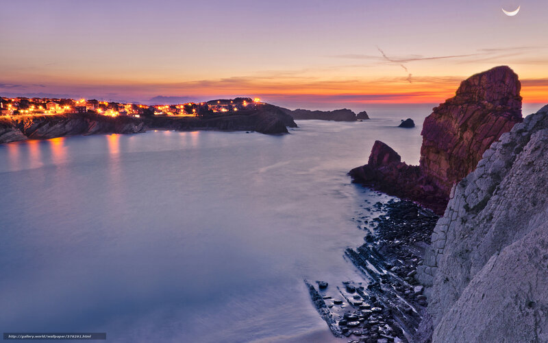 coastal town at twilight