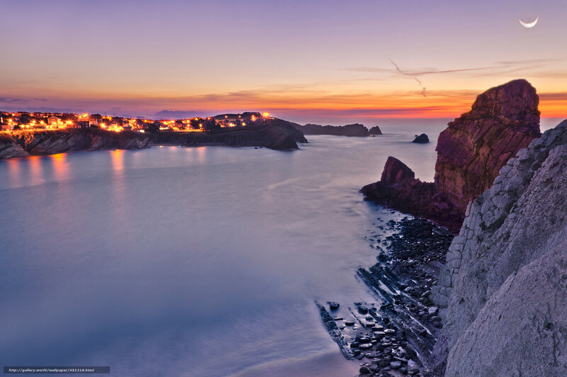 Coastal town at twilight
