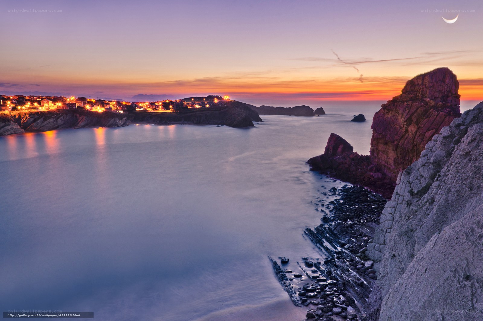 Coastal town at twilight