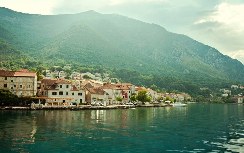 Coastal Town by Mountains