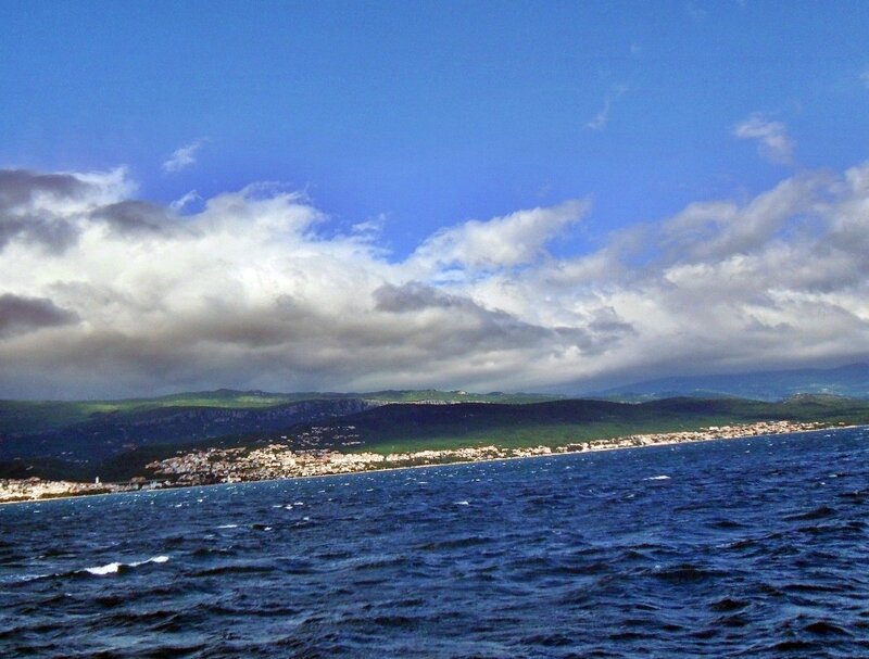 Coastal Town by Sea — Blue