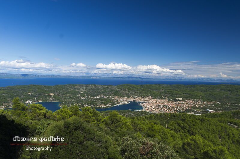 Coastal Town from Hill — Blue