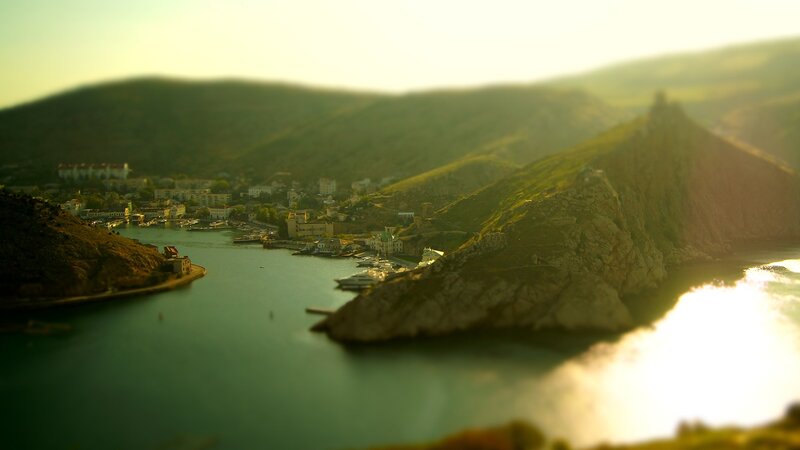 Coastal Town in Bay — Green