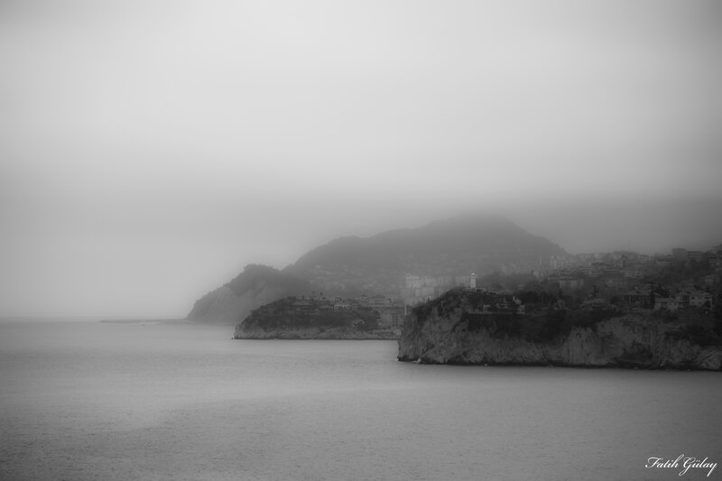 Coastal Town in Fog — Gray