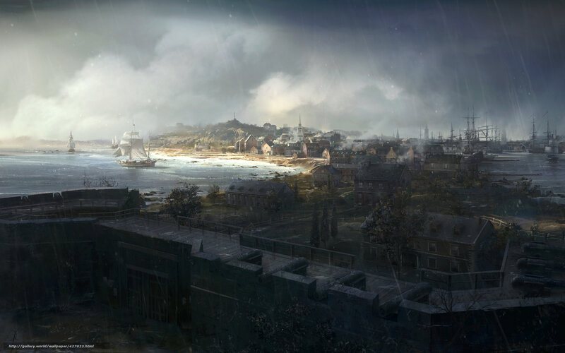 Coastal Town in Storm