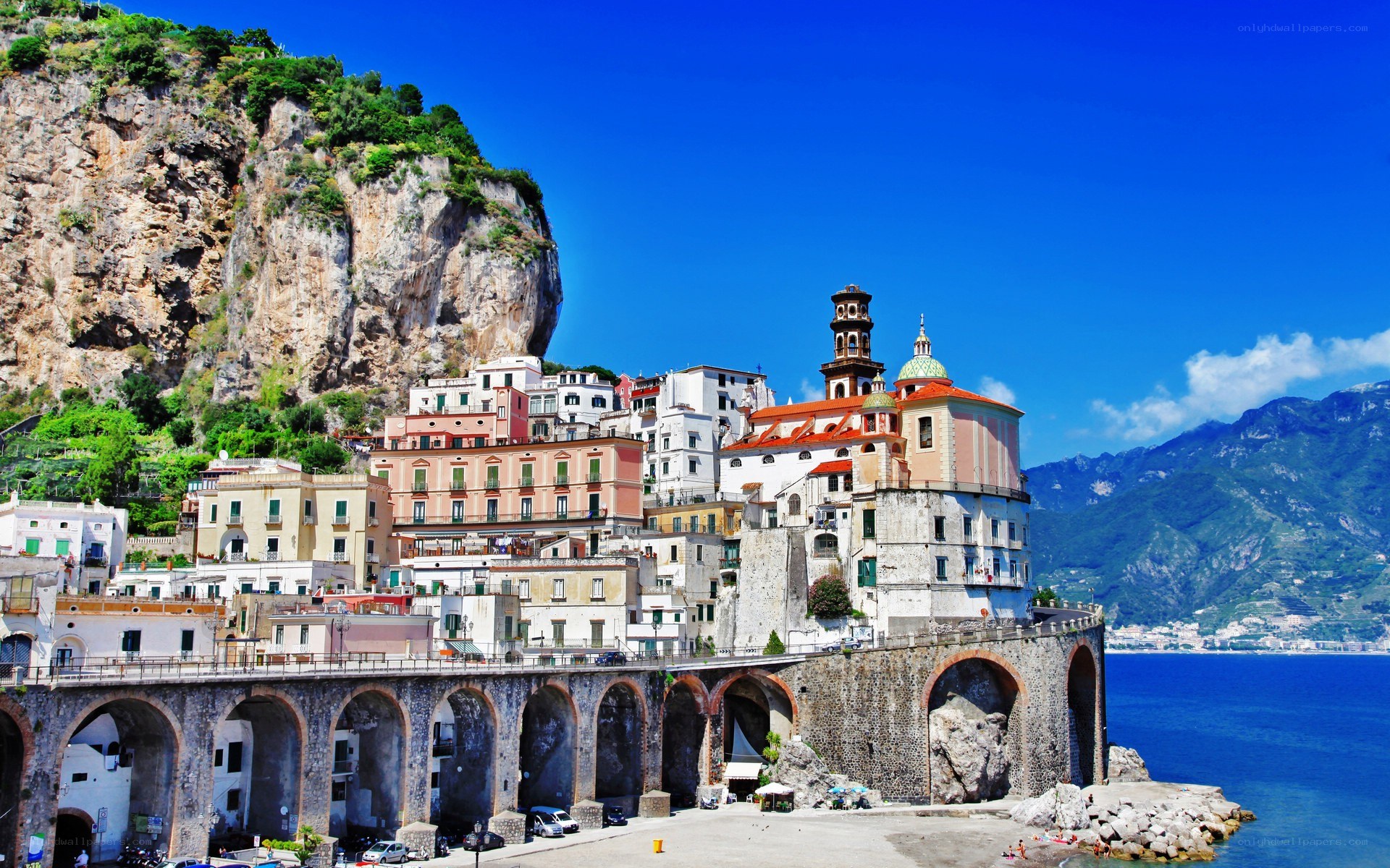 Coastal town on a cliffside