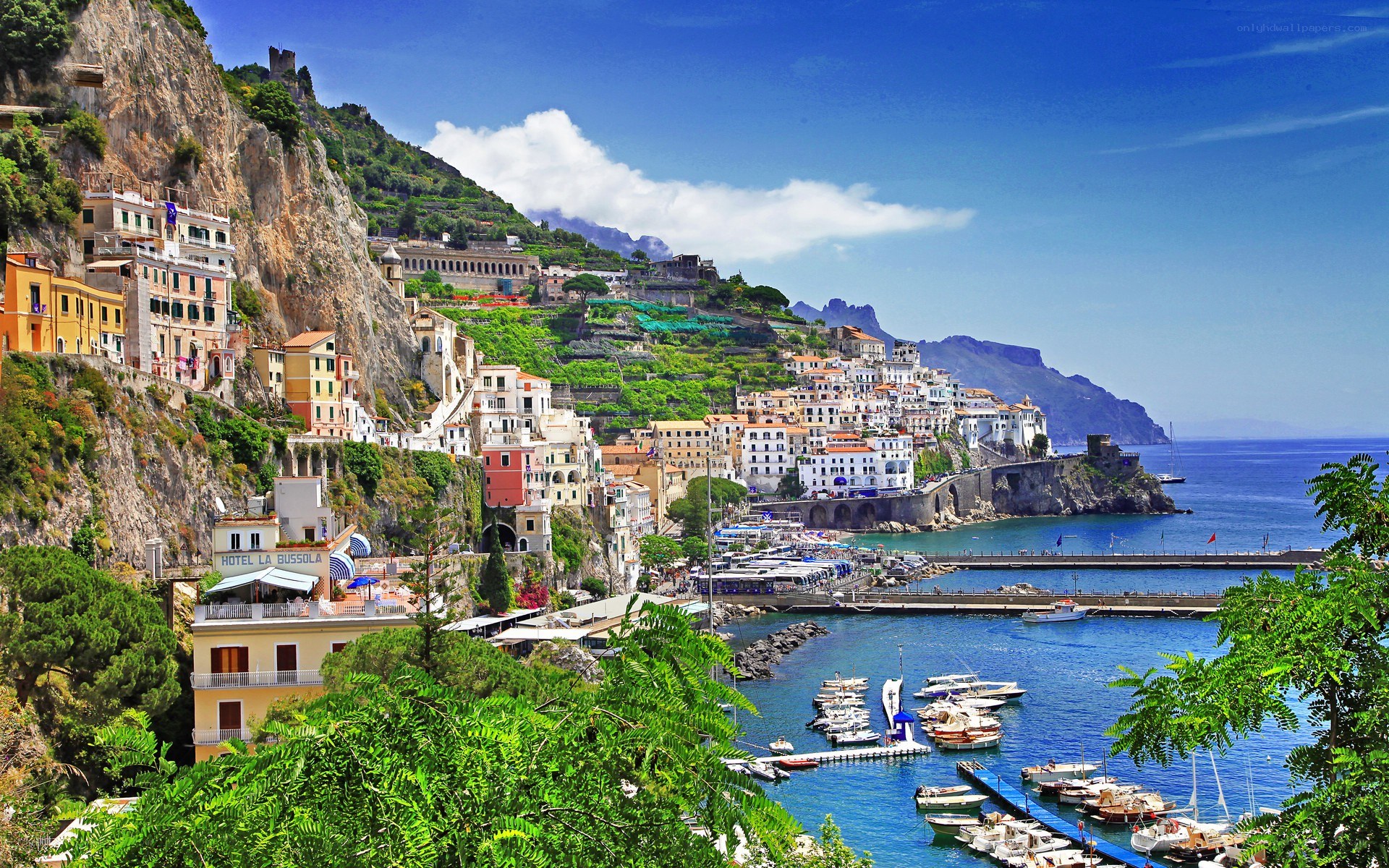 Coastal town on a cliffside