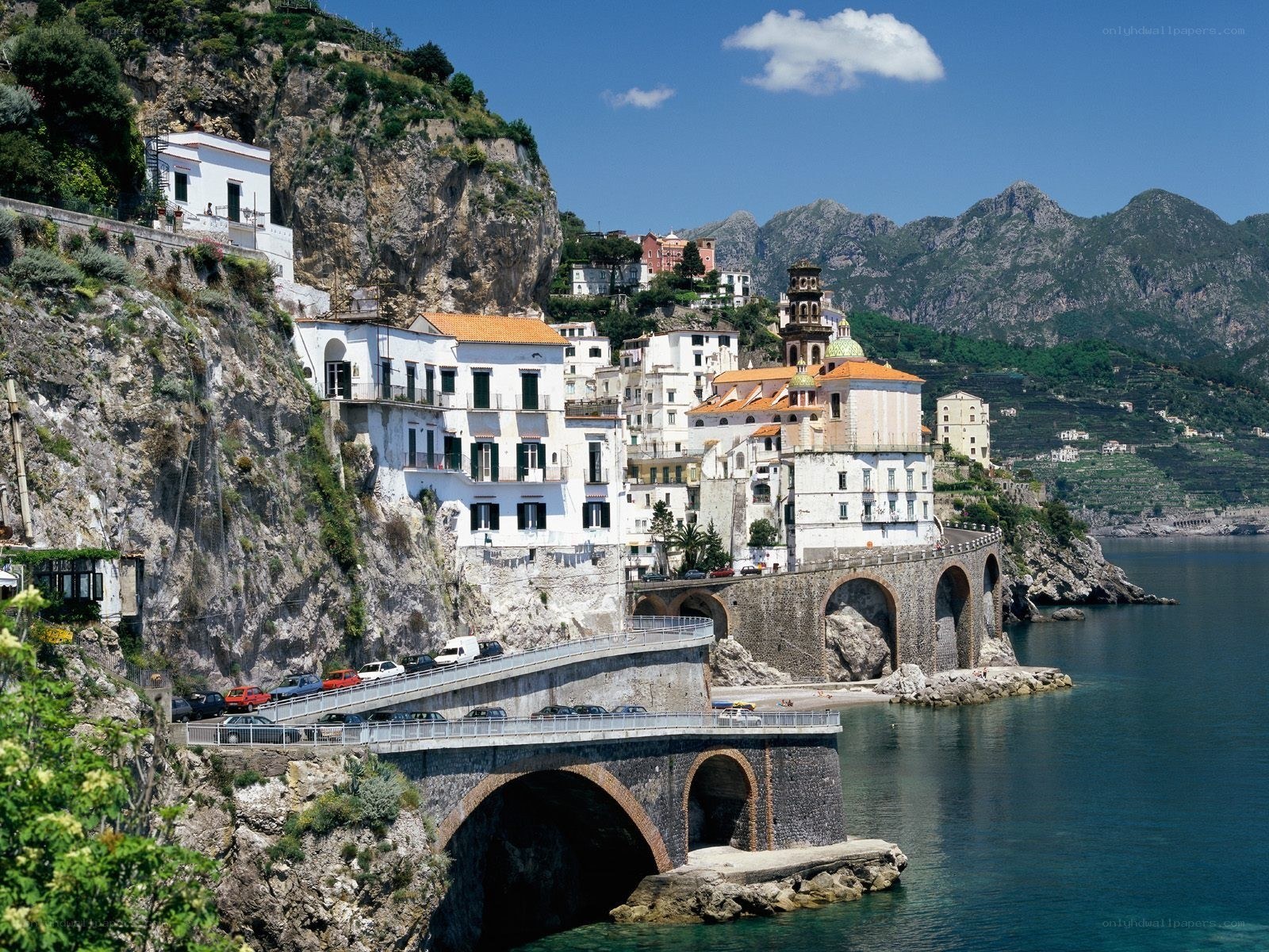 Coastal town on a cliffside