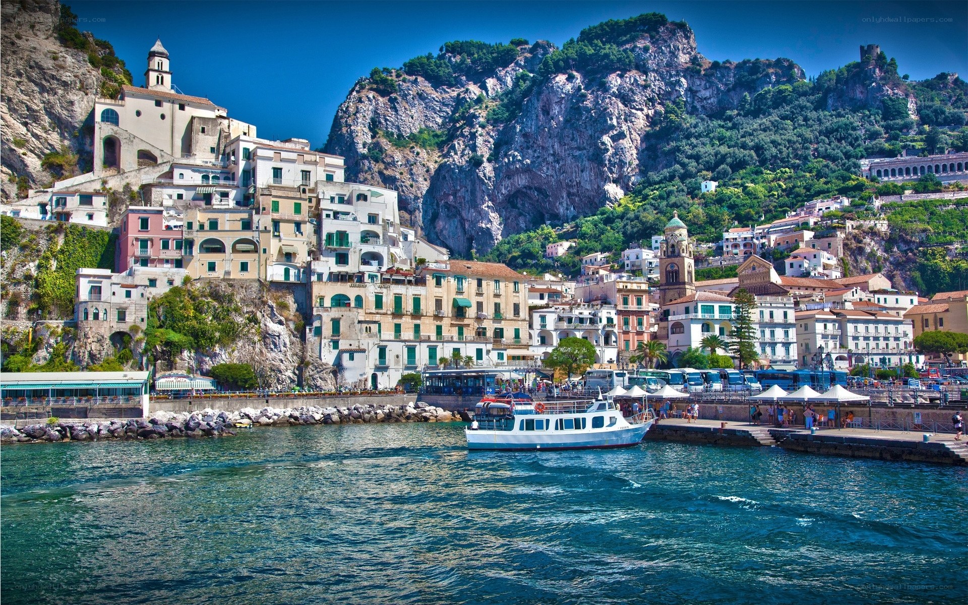 Coastal town on a rocky cliff