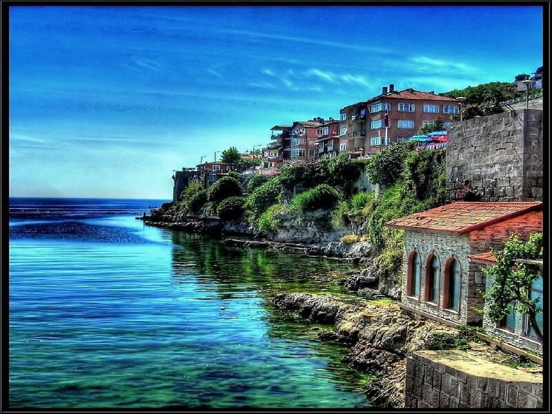 Coastal town on a sunny day